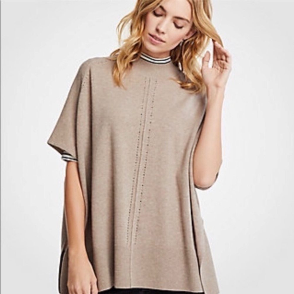 Ann Taylor Poncho Sweater Tan XS